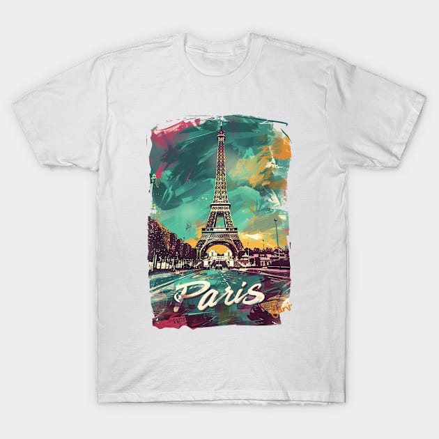 Paris Retro France t-shirt T-Shirt by GreenMary Design